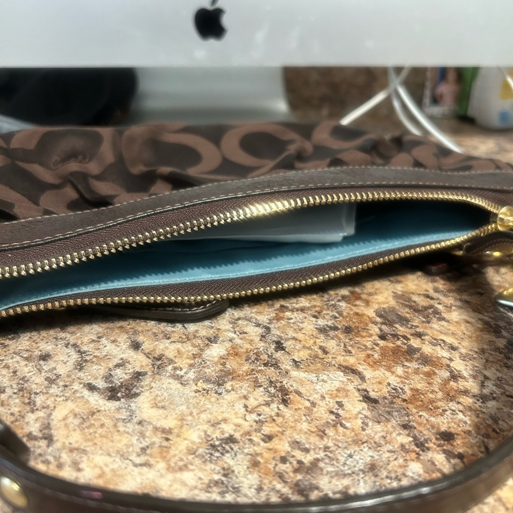 Coach Brown Hobo Bag with Gold Accents
